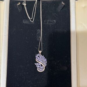Silver Necklace with lavendar Crystal Pendant